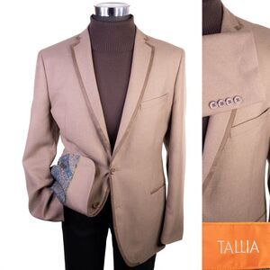 TALLIA Mens Blazer Sport Coat Two Buttons Casual Jacket Size 44L Western Beige